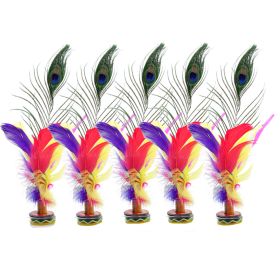 Kick Shuttlecock Chinese Jianzi Peacock Decorative Colorful Feathers Foot Exercise Indoor Outdoor Game Toys; 5 Pack