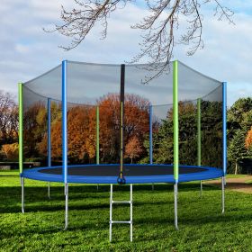 14FT Trampoline for Kids with Safety Enclosure Net;  Ladder and 8 Wind Stakes;  Round Outdoor Recreational Trampoline