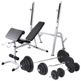 Workout Bench with Weight Rack, Barbell and Dumbbell Set 264.6 lb