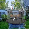 14FT Trampoline with backboard , Outdoor Pumpkin Trampoline for Kids and Adults with Enclosure Net and Ladder