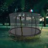 14FT Trampoline with backboard , Outdoor Pumpkin Trampoline for Kids and Adults with Enclosure Net and Ladder