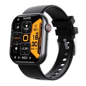 Smart Watch Bluetooth Calling Heart Rate Body Temperature Voice Assistant Smart Bracelet Sports Watch (Color: BLACK)