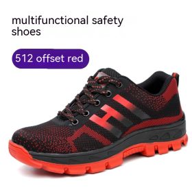 Mens Lightweight Breathable Anti-smash And Anti-puncture Labor Insurance Shoes (Option: Red-35)