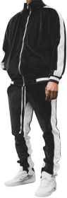 Men's 2 Pieces Full Zip Tracksuits Golden Velvet Thickening Sport Suits Casual Outfits Jacket & Pants Fitness Tracksuit Sets (size: M)