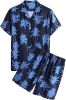 Men's 2 Piece Tracksuits Flower Hawaiian Suits Casual Button Down Short Sleeve Shirts and Shorts