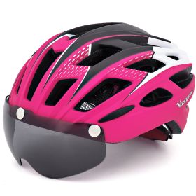 Bicycle Helmet Goggles Integrated Riding Helmet Equipment (Option: Rose Red-L)